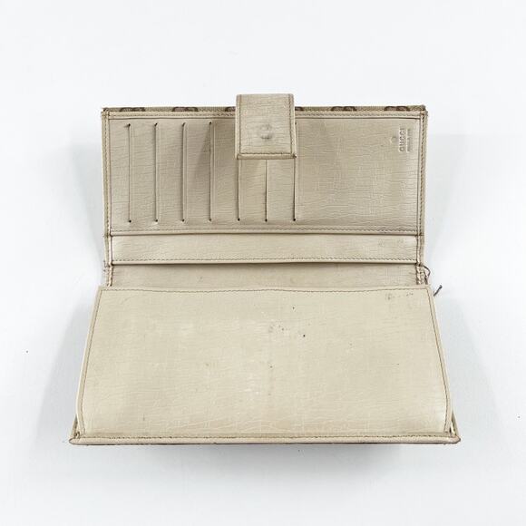 Gucci GG Web Hasler Continental Canvas Horsebit Wallet Tan Beige - Picture 3 of 7